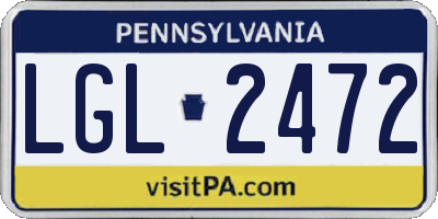 PA license plate LGL2472