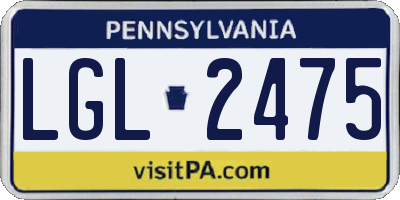 PA license plate LGL2475