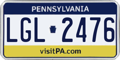 PA license plate LGL2476