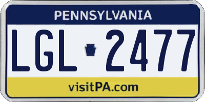 PA license plate LGL2477
