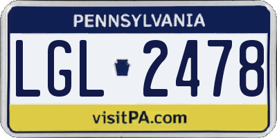 PA license plate LGL2478