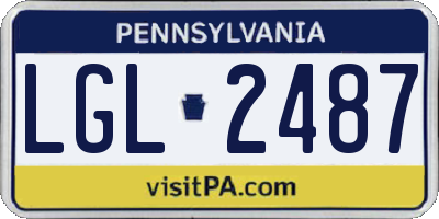 PA license plate LGL2487