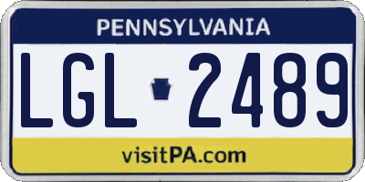 PA license plate LGL2489