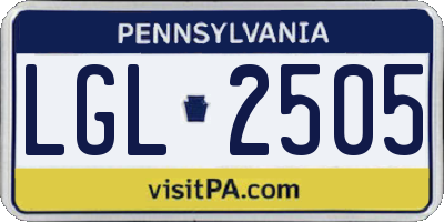 PA license plate LGL2505