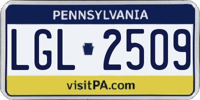 PA license plate LGL2509