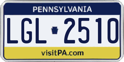 PA license plate LGL2510