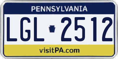 PA license plate LGL2512