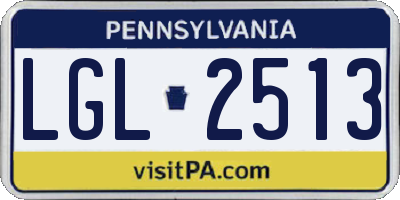 PA license plate LGL2513
