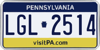 PA license plate LGL2514