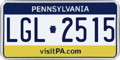 PA license plate LGL2515
