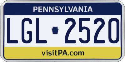 PA license plate LGL2520
