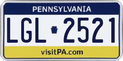 PA license plate LGL2521