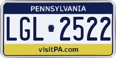 PA license plate LGL2522