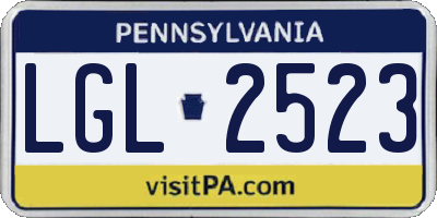 PA license plate LGL2523