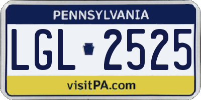 PA license plate LGL2525