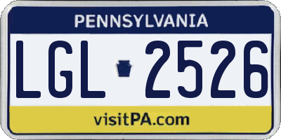 PA license plate LGL2526