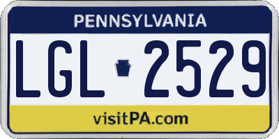 PA license plate LGL2529