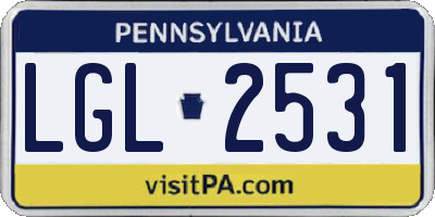 PA license plate LGL2531