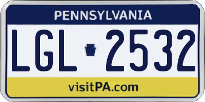 PA license plate LGL2532