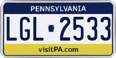 PA license plate LGL2533