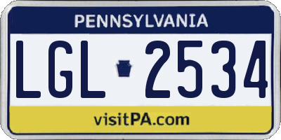 PA license plate LGL2534