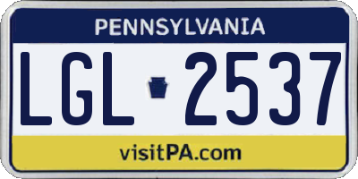 PA license plate LGL2537