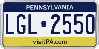 PA license plate LGL2550