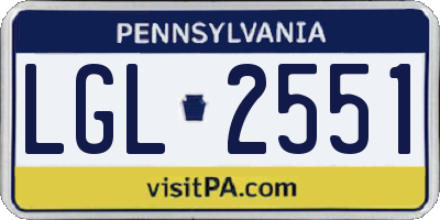 PA license plate LGL2551