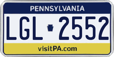 PA license plate LGL2552