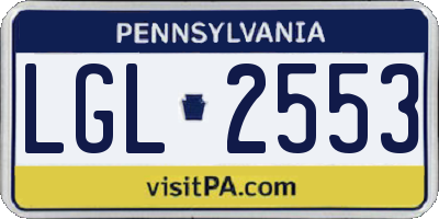 PA license plate LGL2553