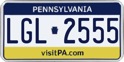 PA license plate LGL2555