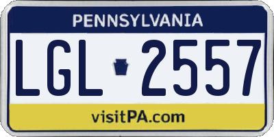 PA license plate LGL2557
