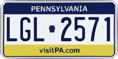 PA license plate LGL2571