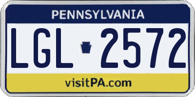 PA license plate LGL2572