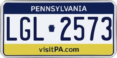 PA license plate LGL2573