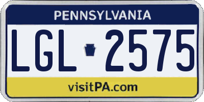 PA license plate LGL2575