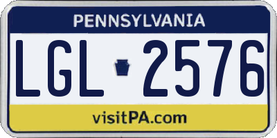 PA license plate LGL2576