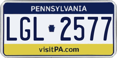 PA license plate LGL2577