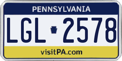 PA license plate LGL2578