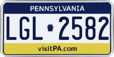 PA license plate LGL2582