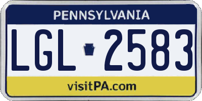 PA license plate LGL2583