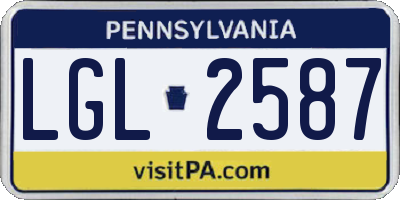 PA license plate LGL2587