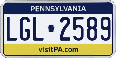 PA license plate LGL2589