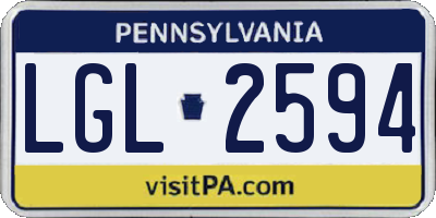 PA license plate LGL2594