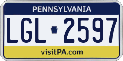 PA license plate LGL2597