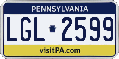 PA license plate LGL2599