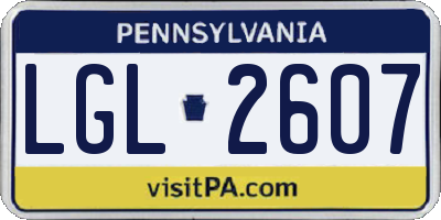 PA license plate LGL2607