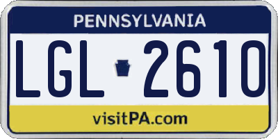 PA license plate LGL2610