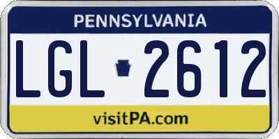 PA license plate LGL2612