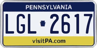 PA license plate LGL2617